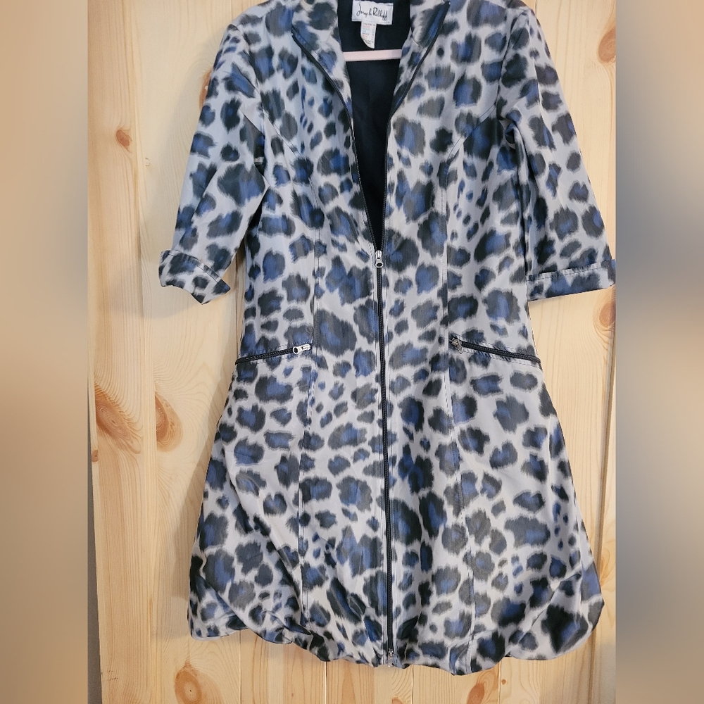 Joseph Ribkoff Dress coat in blue leopard print 12501 Size 10 Women's